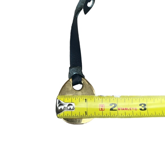 Dooney & Bourke Vintage Brass Hang Tag Purse Charm Tag Logo Blue Leather EUC - Picture 5 of 6